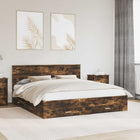 Bed frame with headboard Smoked oak 200 x 200 cm Engineered wood