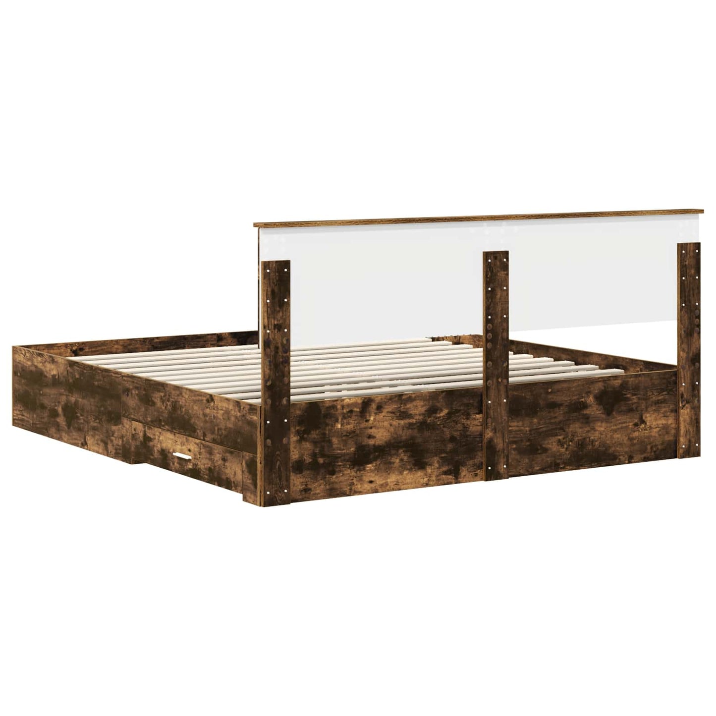 Bedframe met hoofdeinde Gerookt eiken 200 x 200 cm Bewerkt hout