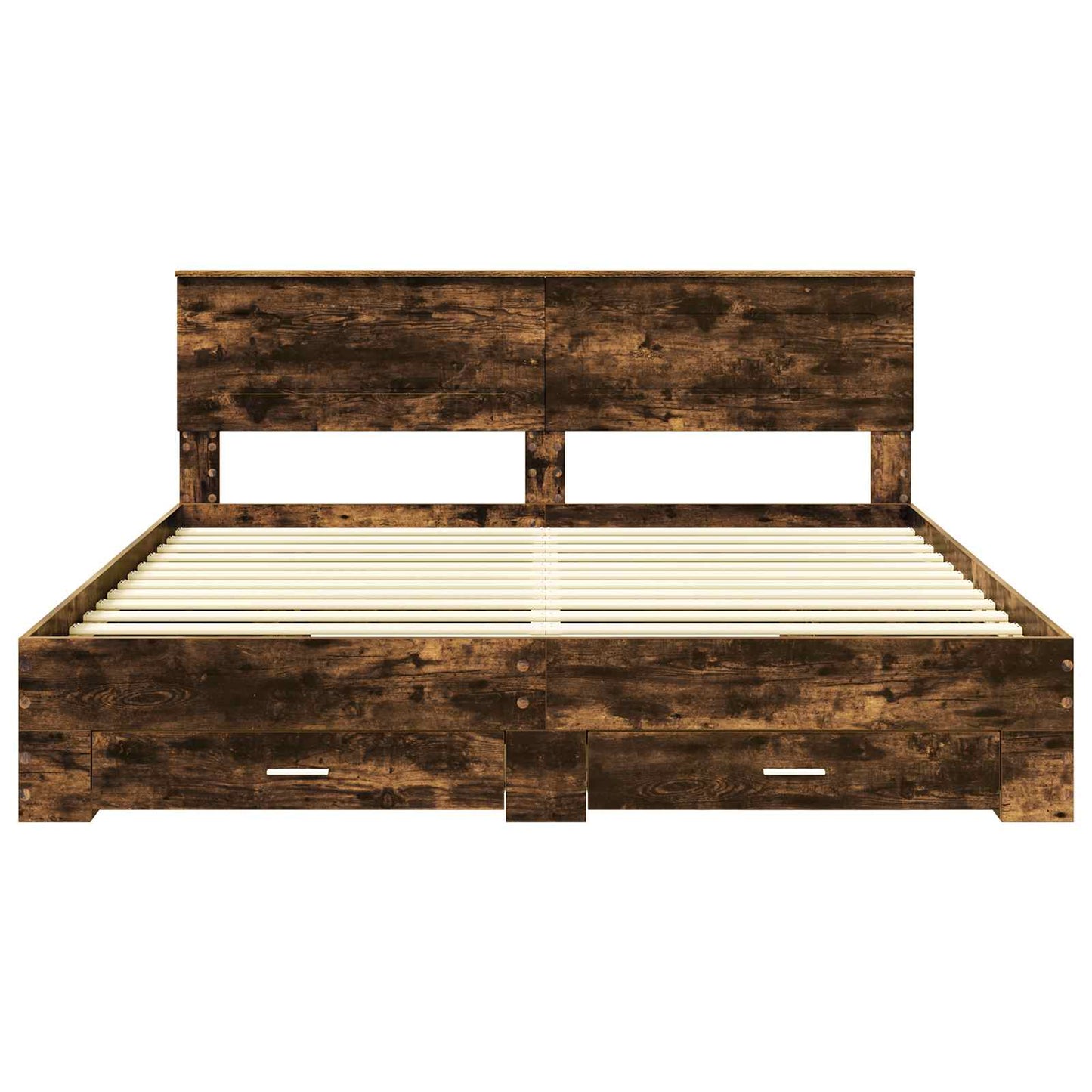 Bedframe met hoofdeinde Gerookt eiken 200 x 200 cm Bewerkt hout