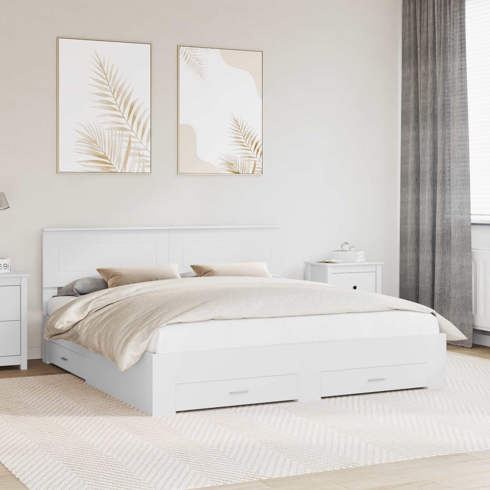 Bedframe met hoofdeinde met lade Wit 180 x 200 cm Bewerkt hout