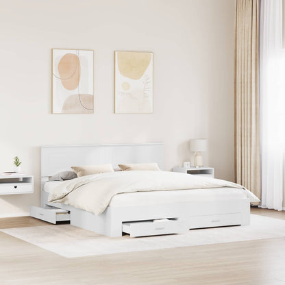 Bedframe met hoofdeinde met lade Wit 180 x 200 cm Bewerkt hout