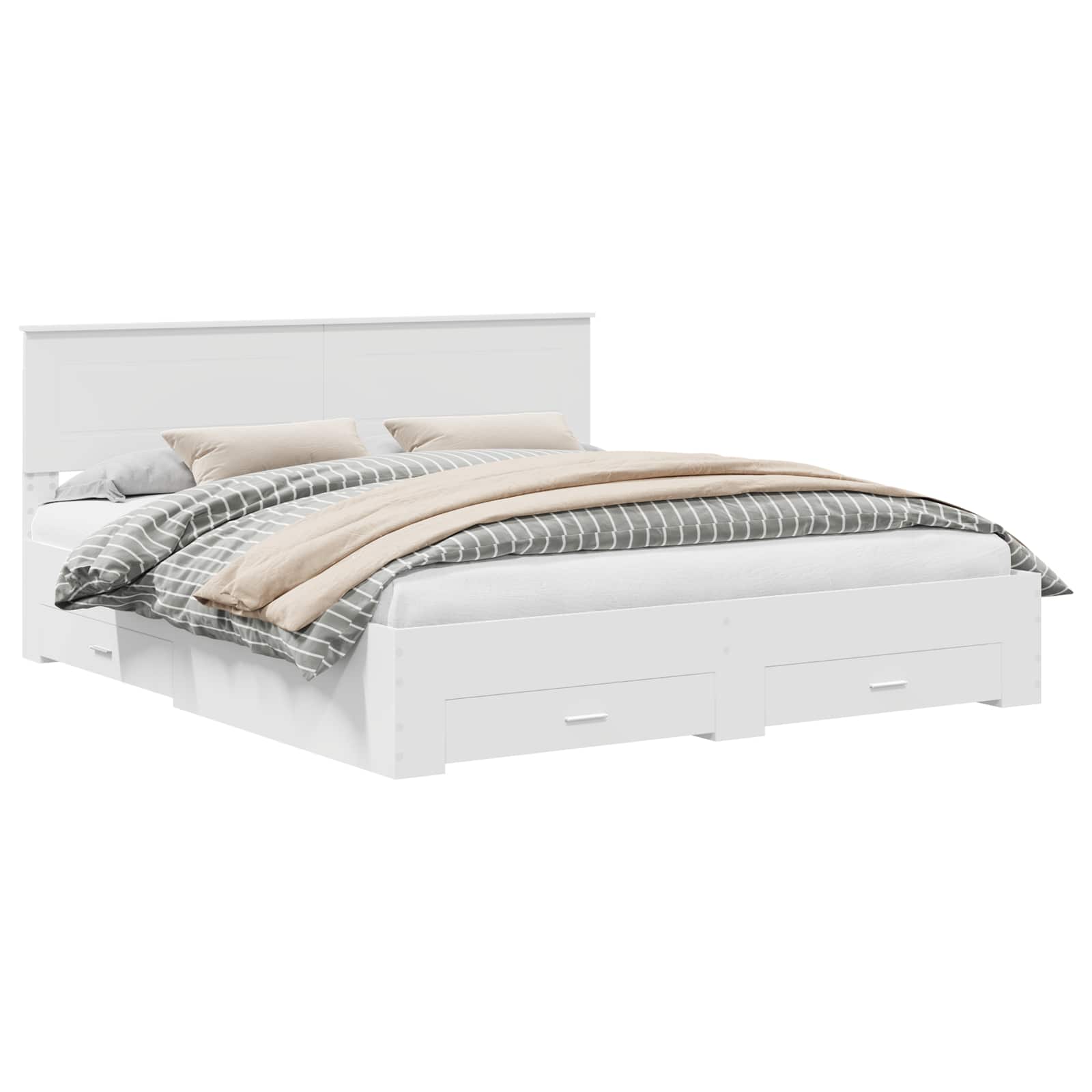 Bedframe met hoofdeinde met lade Wit 180 x 200 cm Bewerkt hout