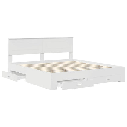 Bedframe met hoofdeinde met lade Wit 180 x 200 cm Bewerkt hout