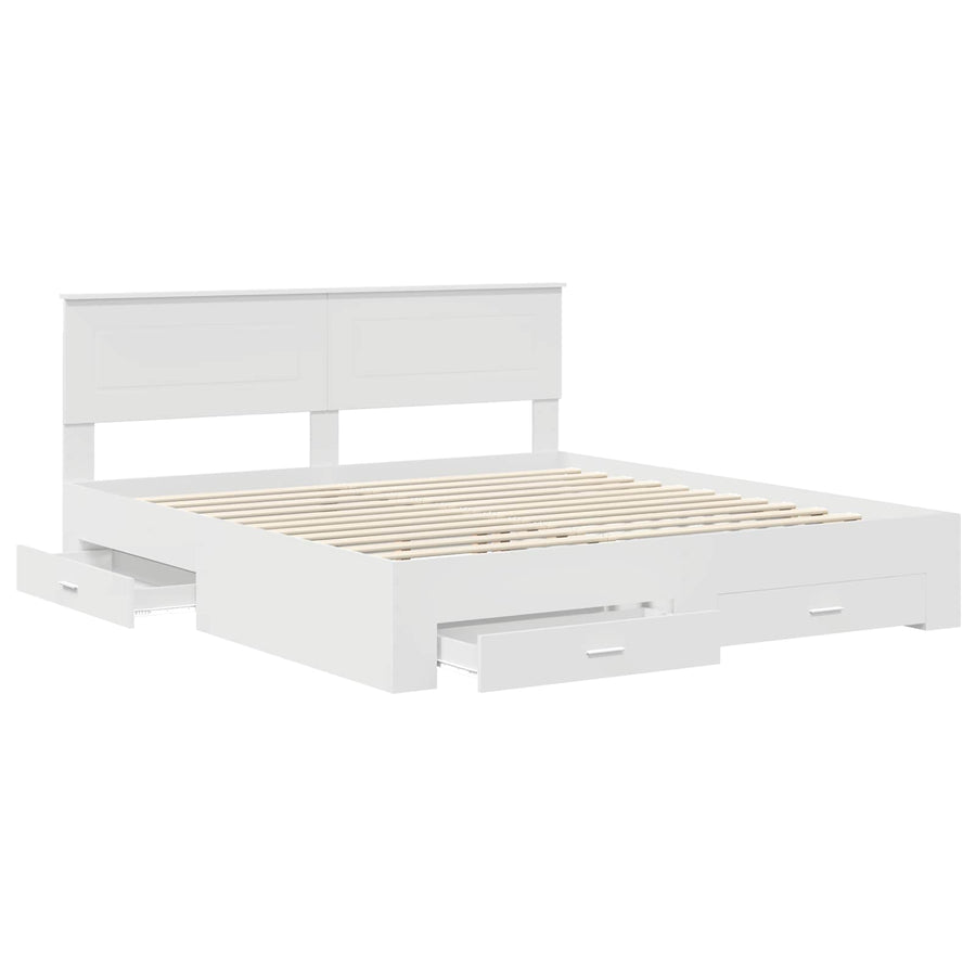 Bedframe met hoofdeinde met lade Wit 180 x 200 cm Bewerkt hout