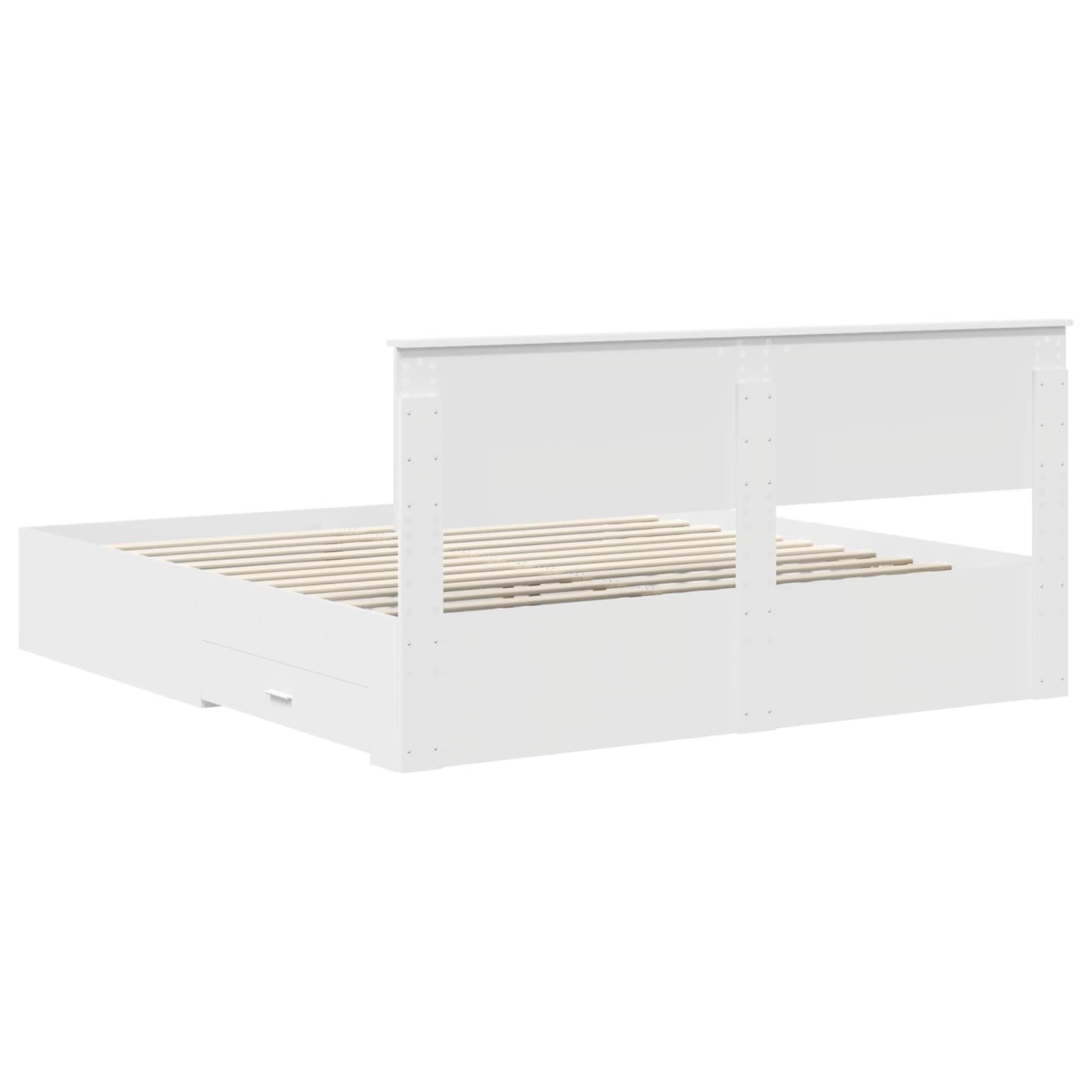 Bedframe met hoofdeinde met lade Wit 180 x 200 cm Bewerkt hout