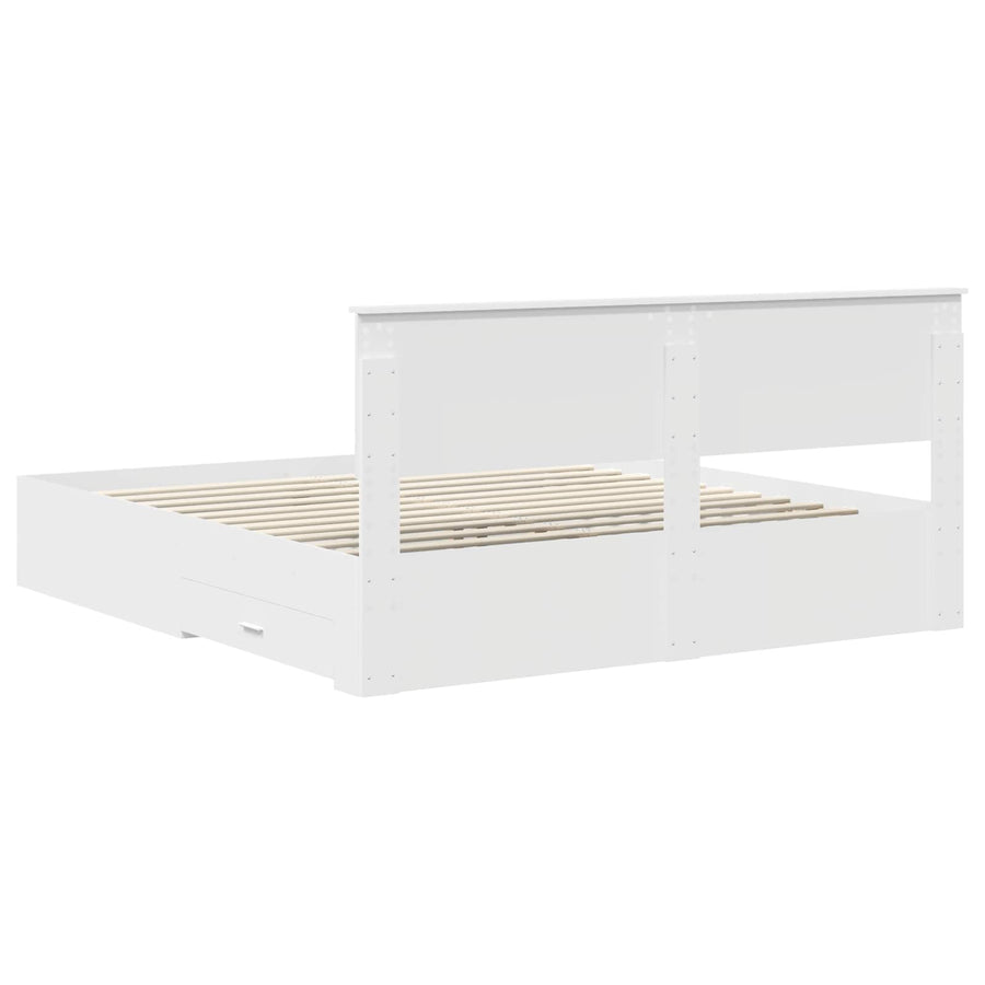 Bedframe met hoofdeinde met lade Wit 180 x 200 cm Bewerkt hout