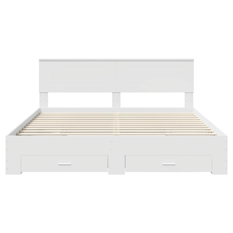 Bedframe met hoofdeinde met lade Wit 180 x 200 cm Bewerkt hout