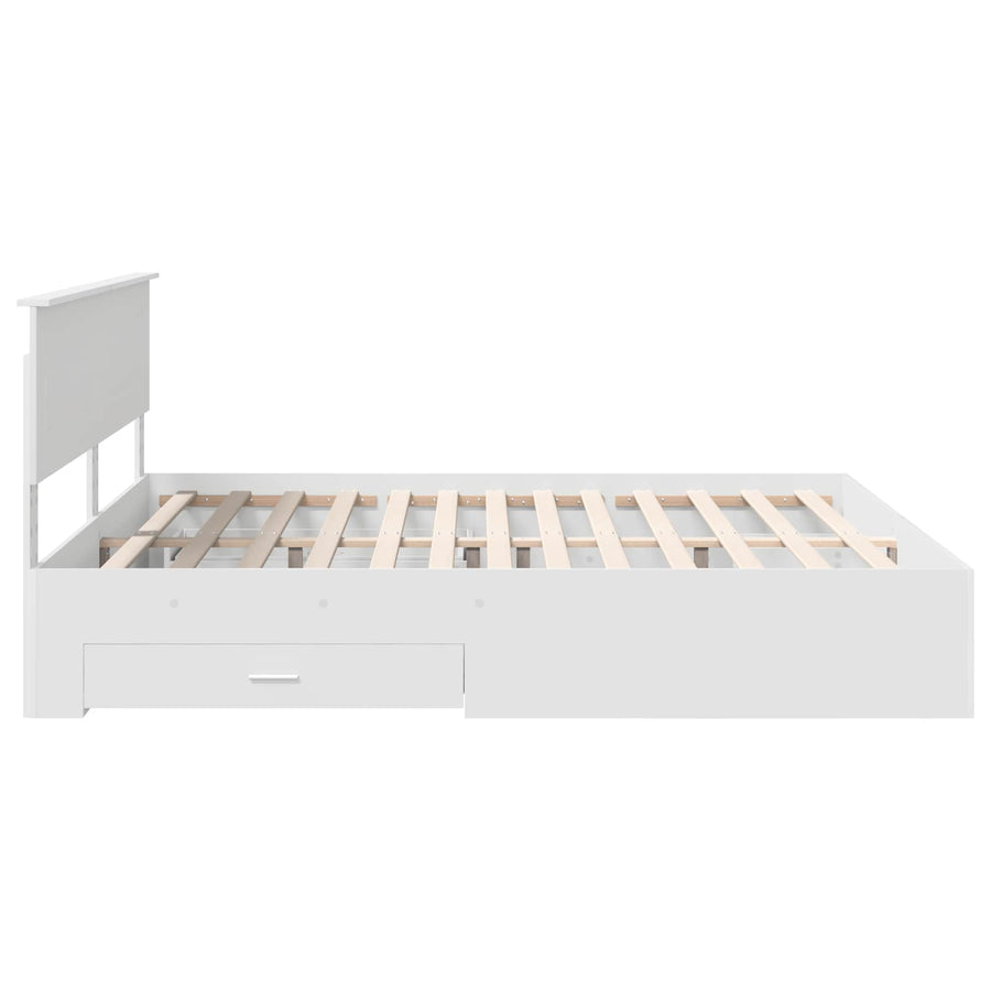 Bedframe met hoofdeinde met lade Wit 180 x 200 cm Bewerkt hout