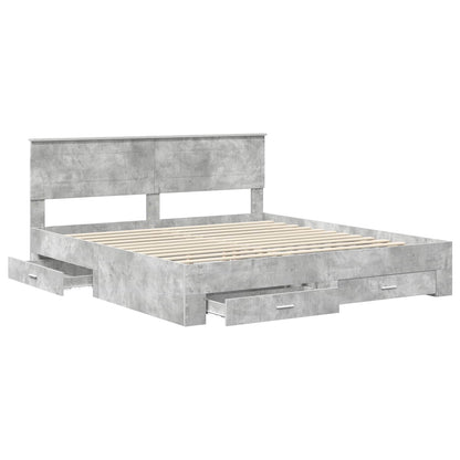 Bedframe met hoofdeinde Beton Grijs 180 x 200 cm Bewerkt hout