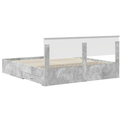 Bedframe met hoofdeinde Beton Grijs 180 x 200 cm Bewerkt hout