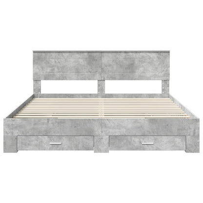 Bedframe met hoofdeinde Beton Grijs 180 x 200 cm Bewerkt hout