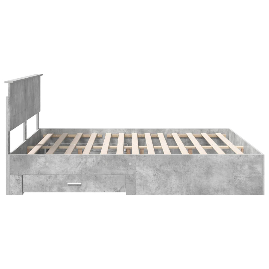 Bedframe met hoofdeinde Beton Grijs 180 x 200 cm Bewerkt hout