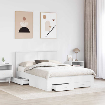 Bedframe met hoofdeinde met lade Wit 160 x 200 cm Bewerkt hout
