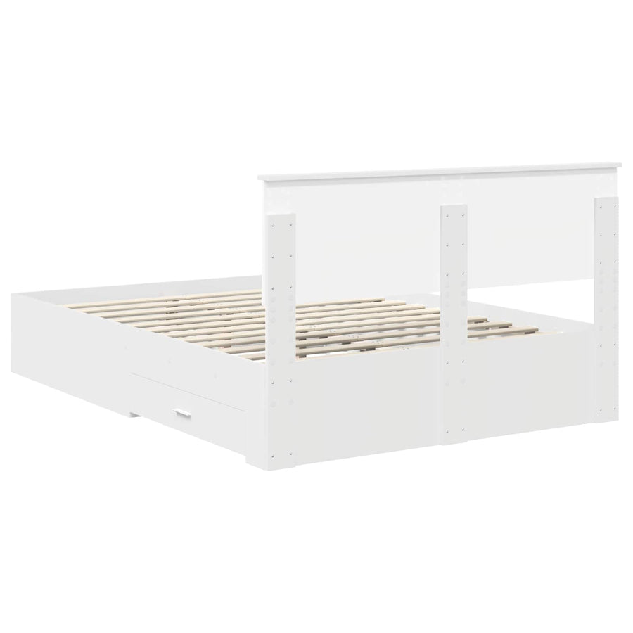 Bedframe met hoofdeinde met lade Wit 160 x 200 cm Bewerkt hout