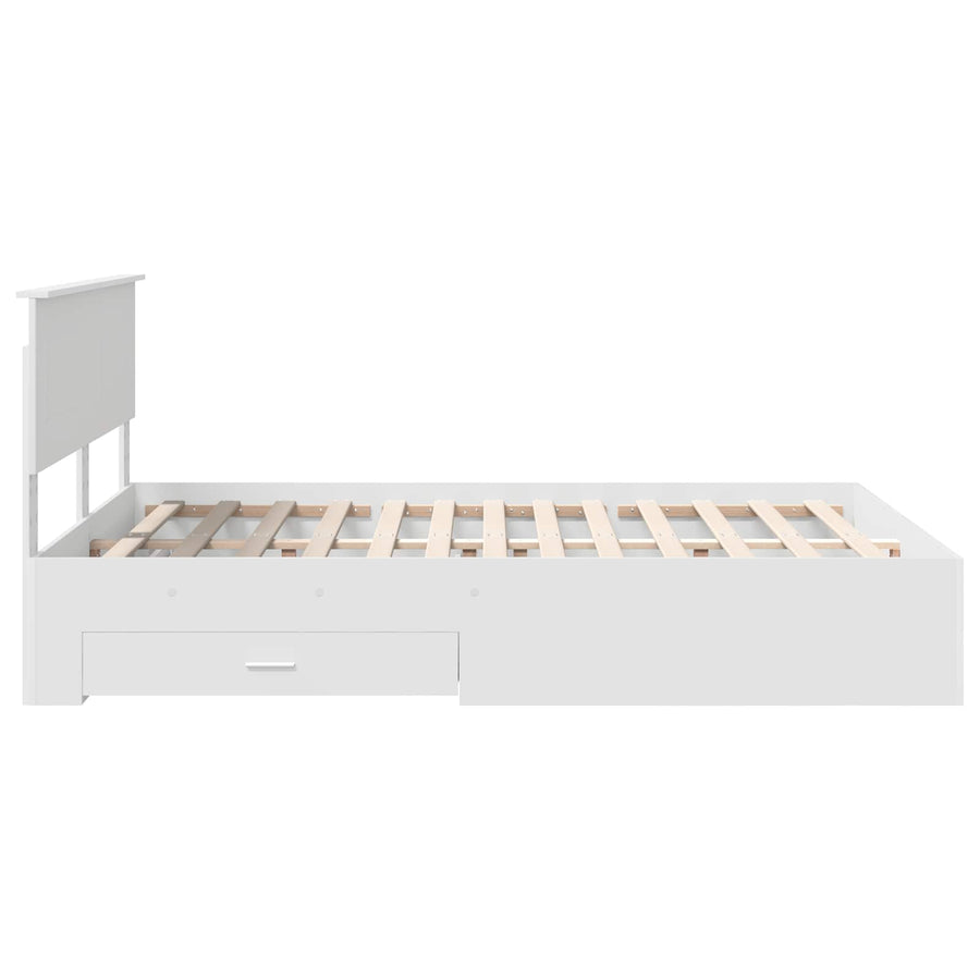 Bedframe met hoofdeinde met lade Wit 160 x 200 cm Bewerkt hout