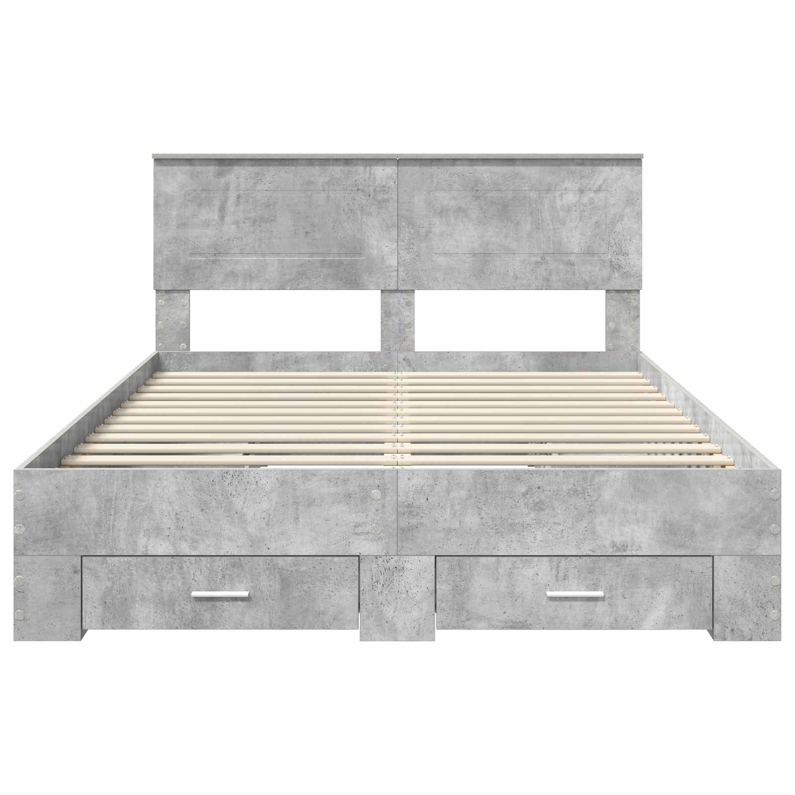Bedframe met hoofdeinde Beton Grijs 160 x 200 cm Bewerkt hout