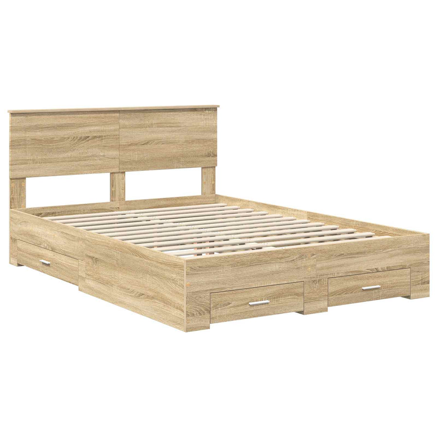 Bedframe met hoofdeinde Sonoma Eiken 150 x 200 cm Bewerkt hout
