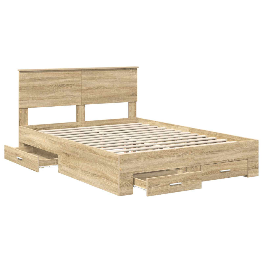 Bedframe met hoofdeinde Sonoma Eiken 150 x 200 cm Bewerkt hout