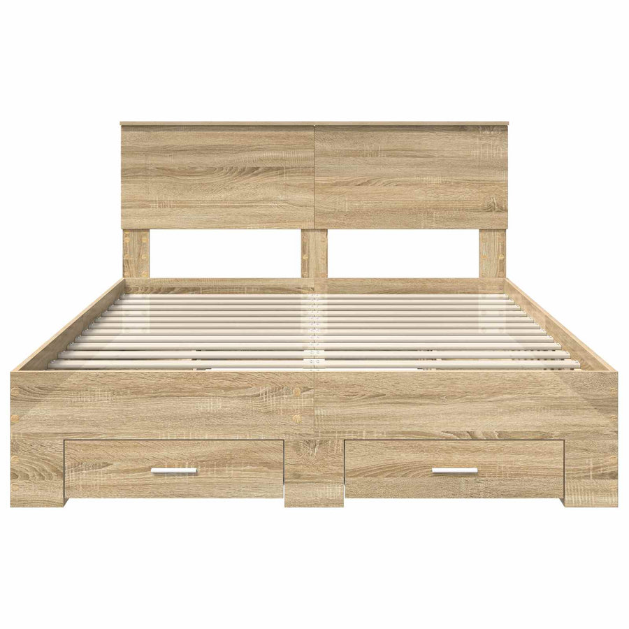 Bedframe met hoofdeinde Sonoma Eiken 150 x 200 cm Bewerkt hout