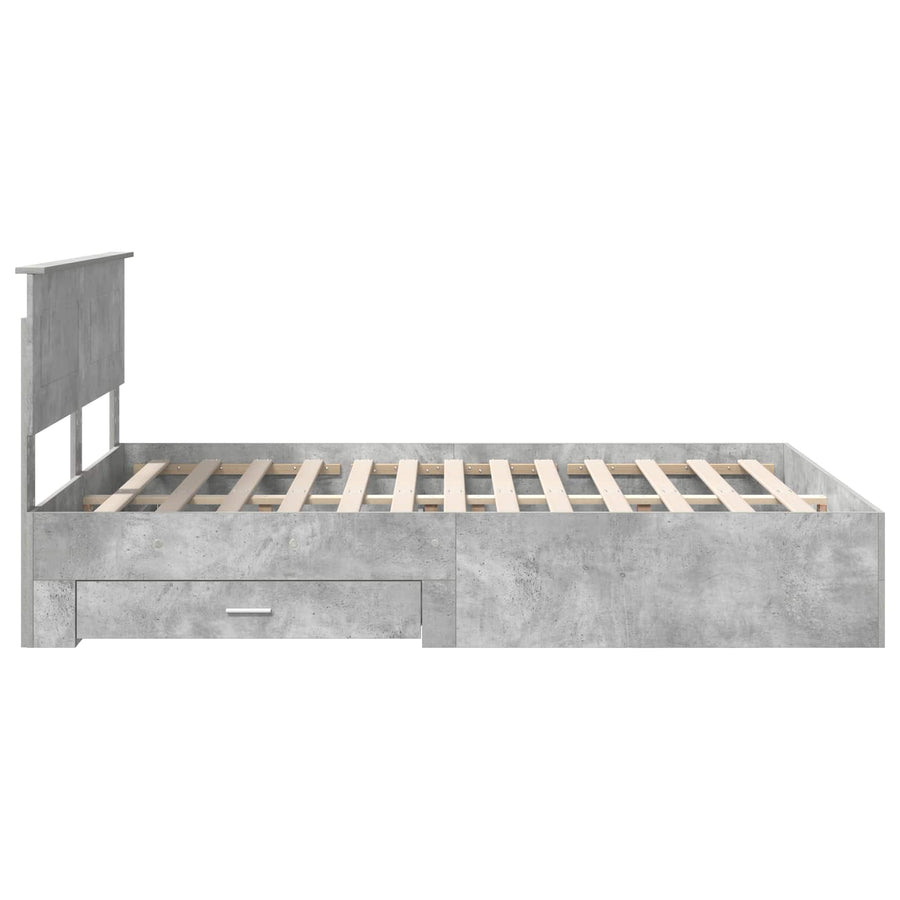 Bedframe met hoofdeinde Beton Grijs 150 x 200 cm Bewerkt hout
