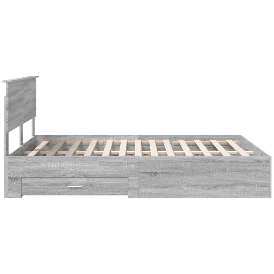 Bedframe met hoofdeinde Grijs Sonoma 150 x 200 cm Bewerkt hout