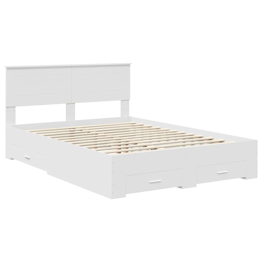 Bedframe met hoofdeinde met lade Wit 140 x 190 cm Bewerkt hout