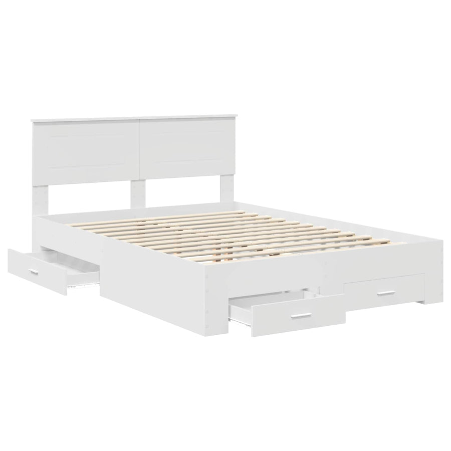 Bedframe met hoofdeinde met lade Wit 140 x 190 cm Bewerkt hout