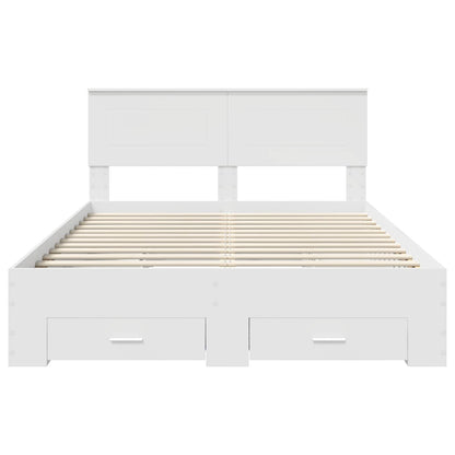 Bedframe met hoofdeinde met lade Wit 140 x 190 cm Bewerkt hout