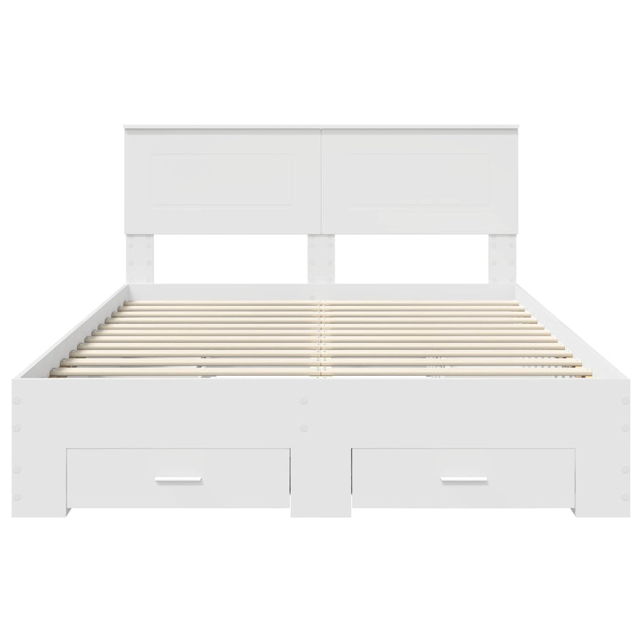 Bedframe met hoofdeinde met lade Wit 140 x 190 cm Bewerkt hout