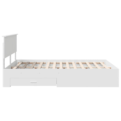 Bedframe met hoofdeinde met lade Wit 140 x 190 cm Bewerkt hout