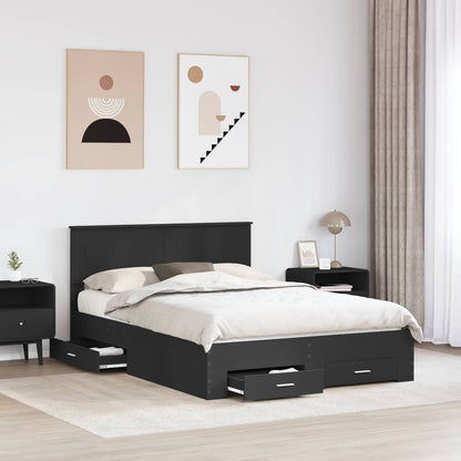 Bedframe Met Hoofdeinde Bewerkt Hout 140 x 190 cm Zwart