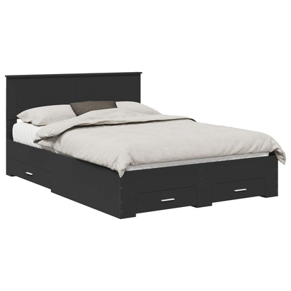Bedframe Met Hoofdeinde Bewerkt Hout 140 x 190 cm Zwart