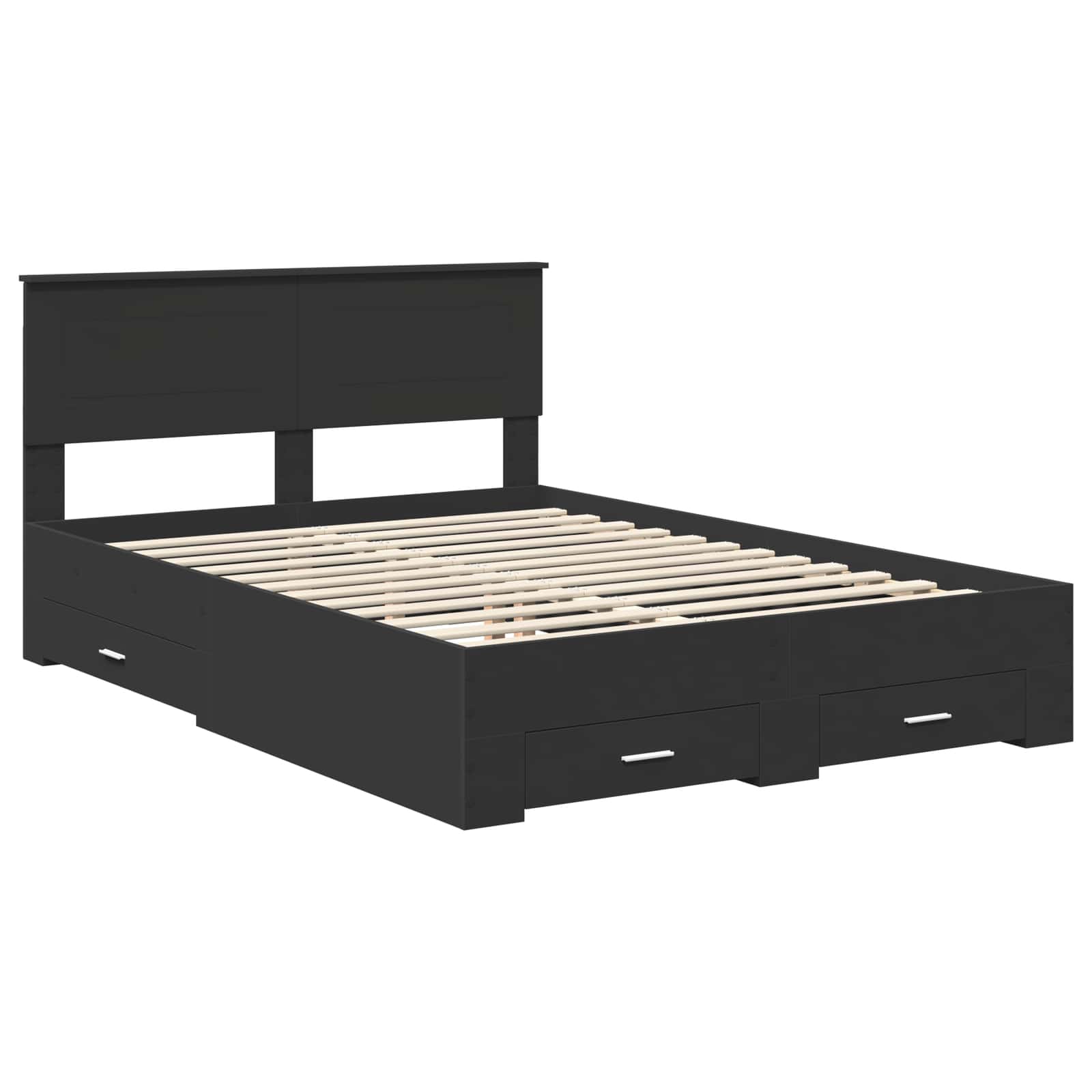 Bedframe Met Hoofdeinde Bewerkt Hout 140 x 190 cm Zwart