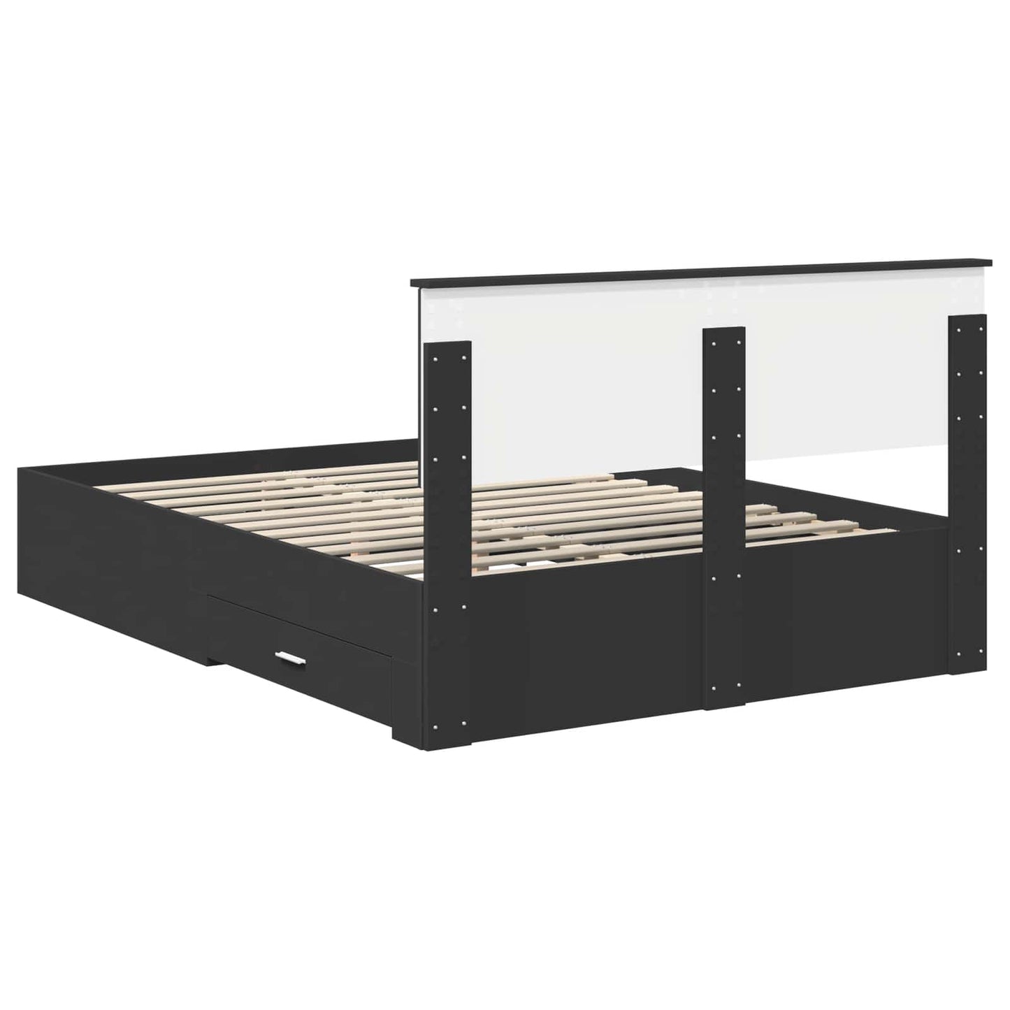 Bedframe Met Hoofdeinde Bewerkt Hout 140 x 190 cm Zwart