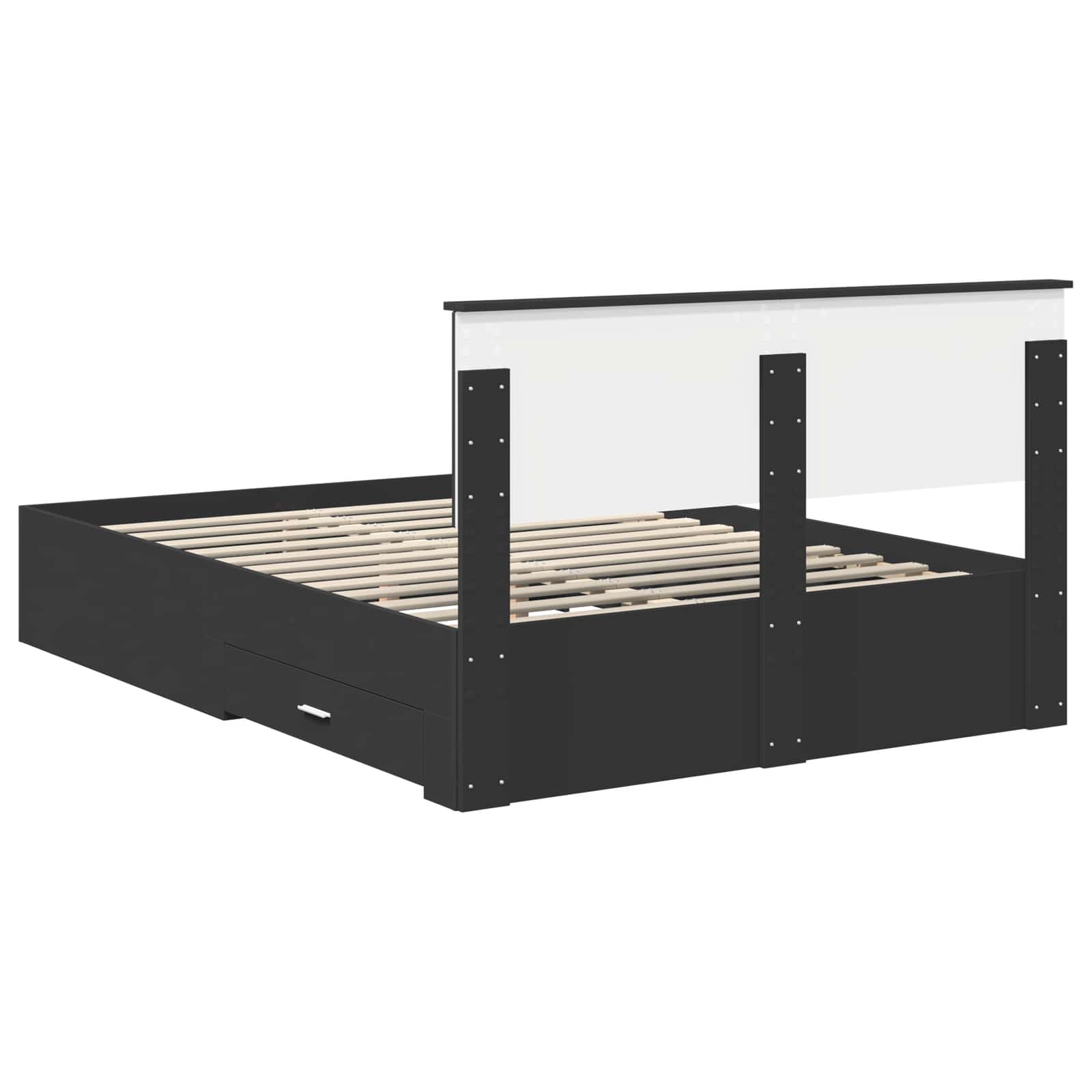 Bedframe Met Hoofdeinde Bewerkt Hout 140 x 190 cm Zwart