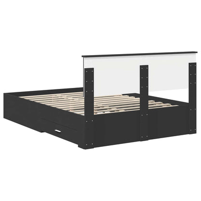Bedframe Met Hoofdeinde Bewerkt Hout 140 x 190 cm Zwart