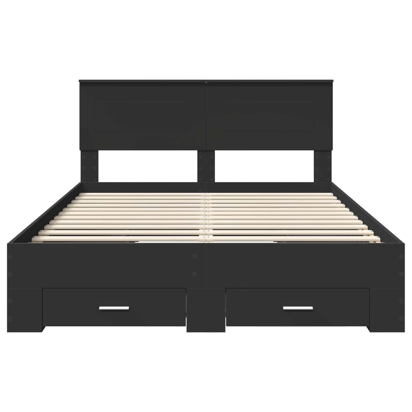 Bedframe Met Hoofdeinde Bewerkt Hout 140 x 190 cm Zwart