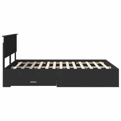 Bedframe Met Hoofdeinde Bewerkt Hout 140 x 190 cm Zwart