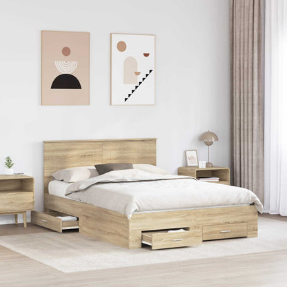 Bedframe met hoofdeinde Sonoma Eiken 140 x 190 cm Bewerkt hout