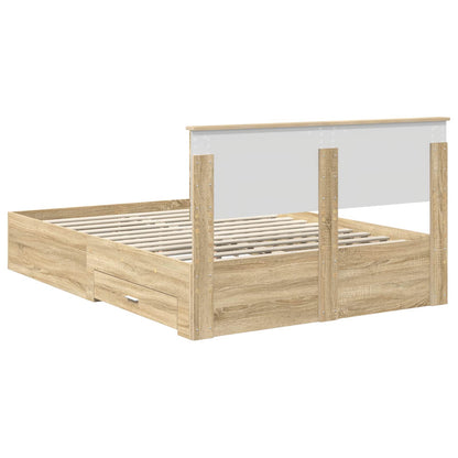 Bedframe met hoofdeinde Sonoma Eiken 140 x 190 cm Bewerkt hout