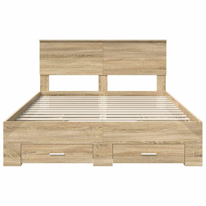 Bedframe met hoofdeinde Sonoma Eiken 140 x 190 cm Bewerkt hout