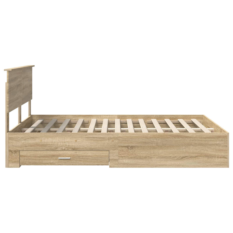 Bedframe met hoofdeinde Sonoma Eiken 140 x 190 cm Bewerkt hout