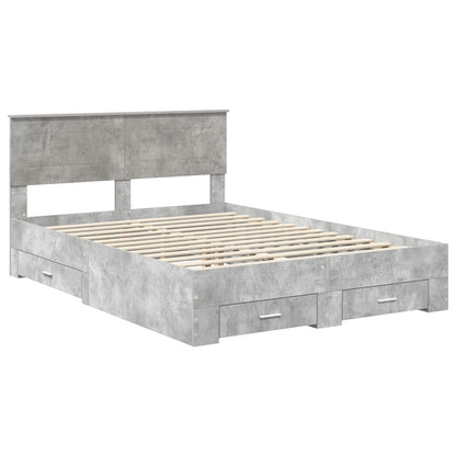 Bedframe met hoofdeinde Beton Grijs 140 x 190 cm Bewerkt hout