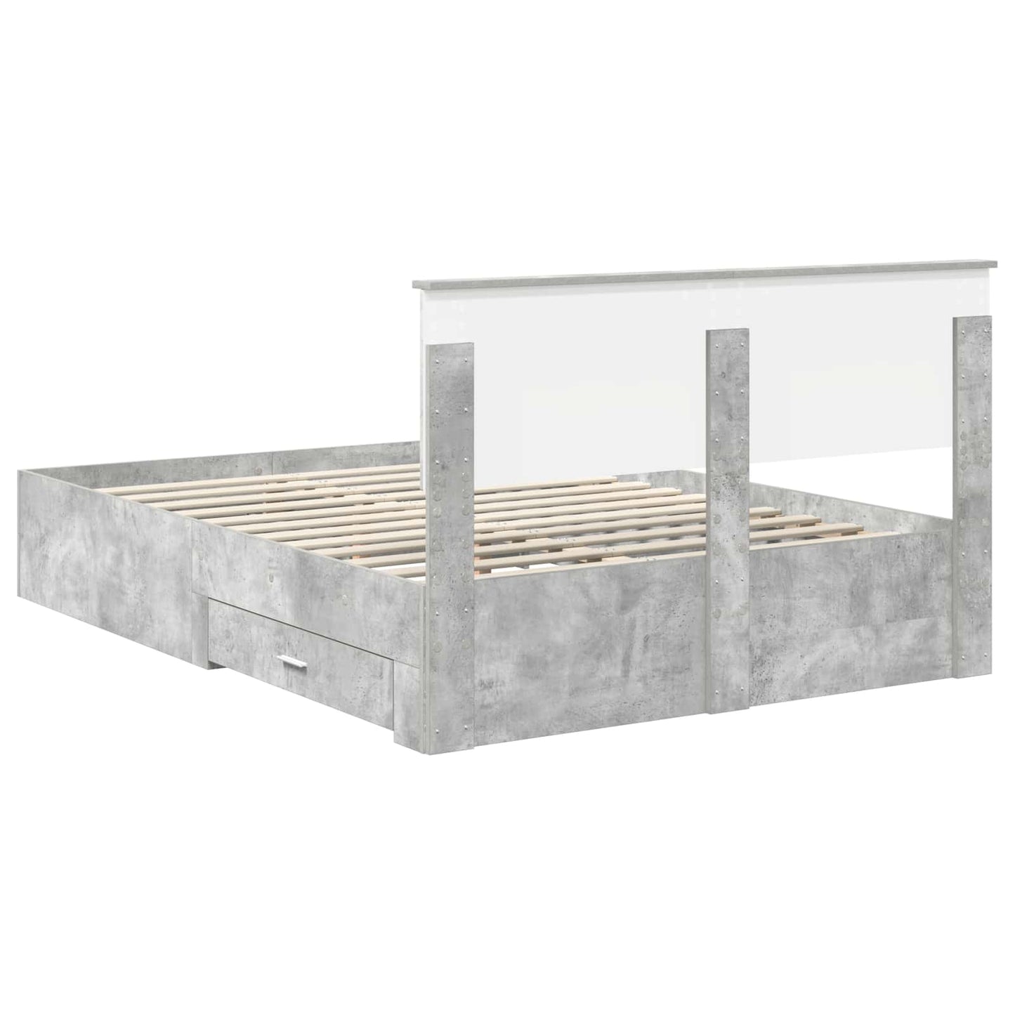 Bedframe met hoofdeinde Beton Grijs 140 x 190 cm Bewerkt hout