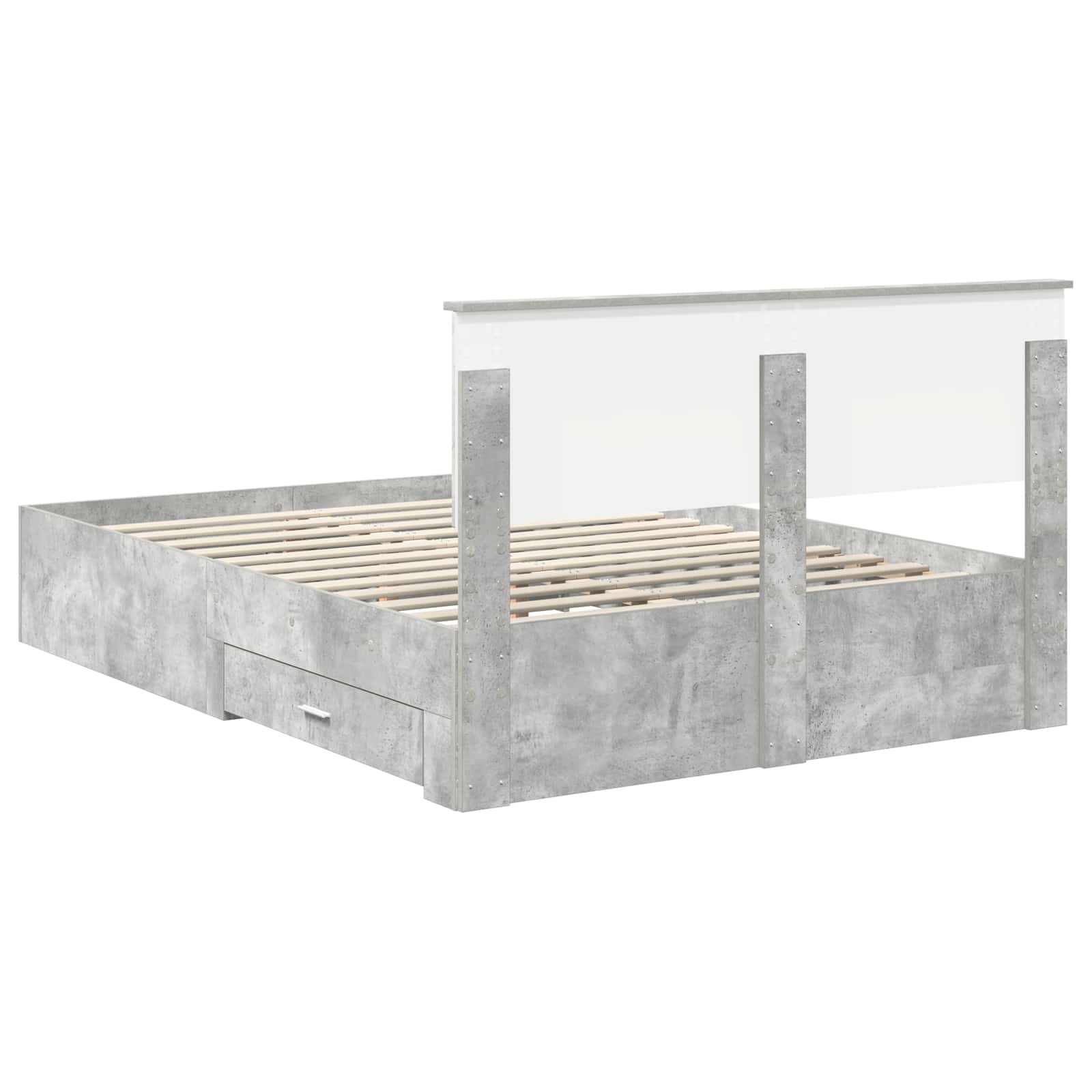 Bedframe met hoofdeinde Beton Grijs 140 x 190 cm Bewerkt hout