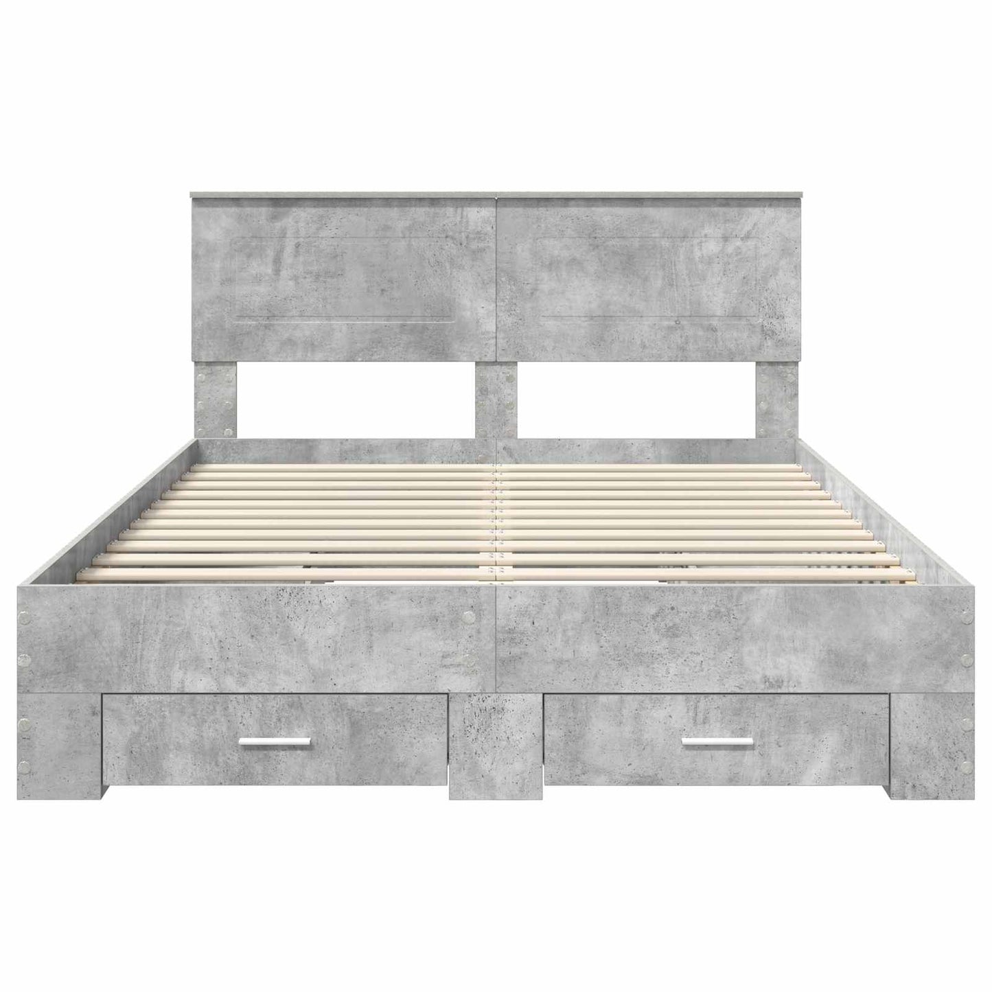 Bedframe met hoofdeinde Beton Grijs 140 x 190 cm Bewerkt hout