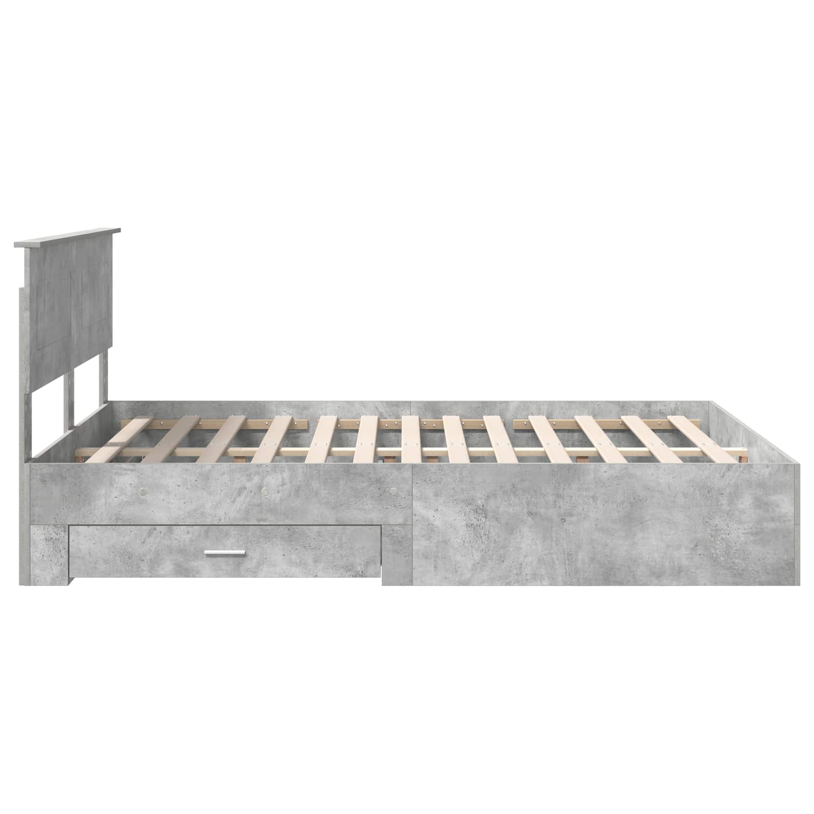 Bedframe met hoofdeinde Beton Grijs 140 x 190 cm Bewerkt hout