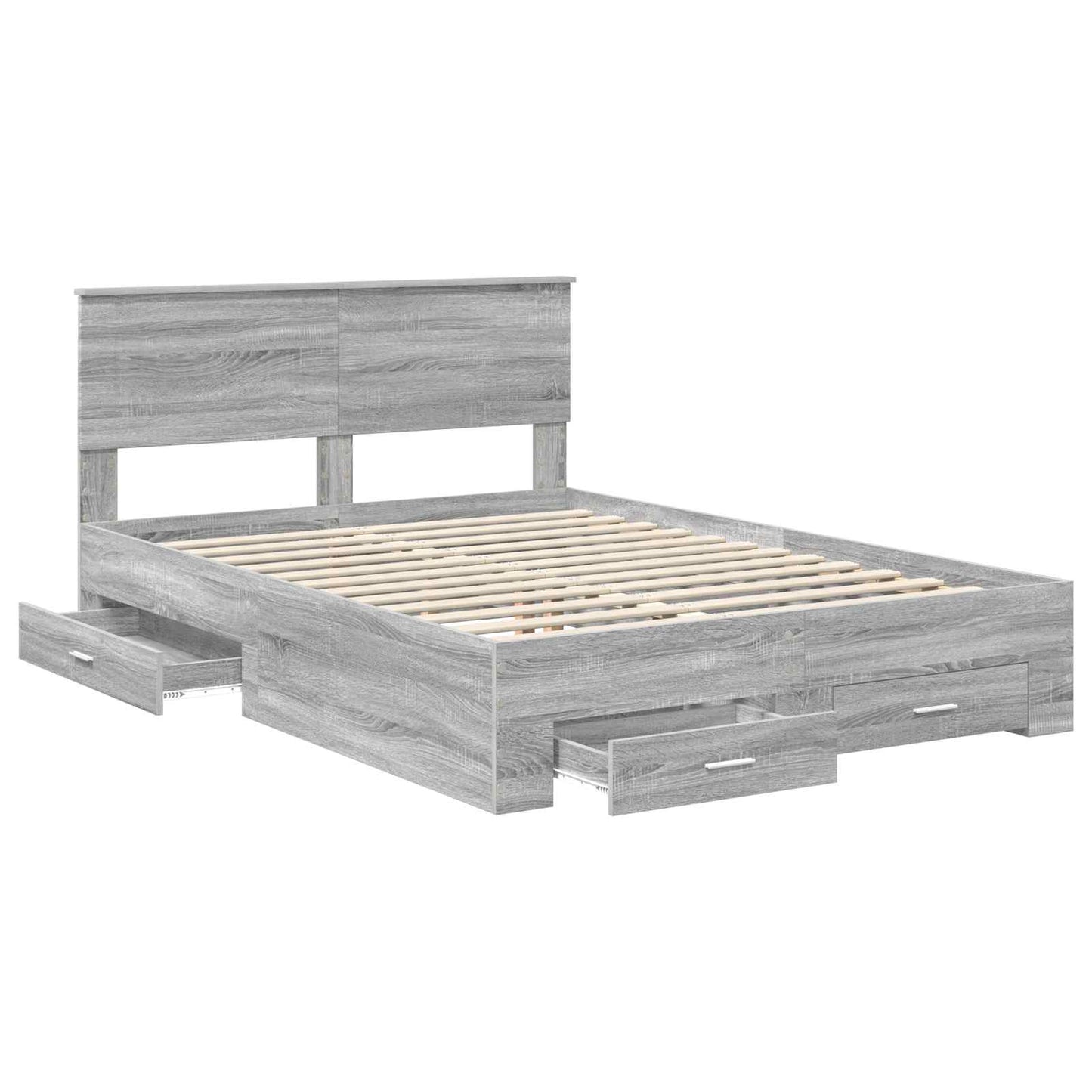 Bedframe met hoofdeinde Grijs Sonoma 140 x 190 cm Bewerkt hout