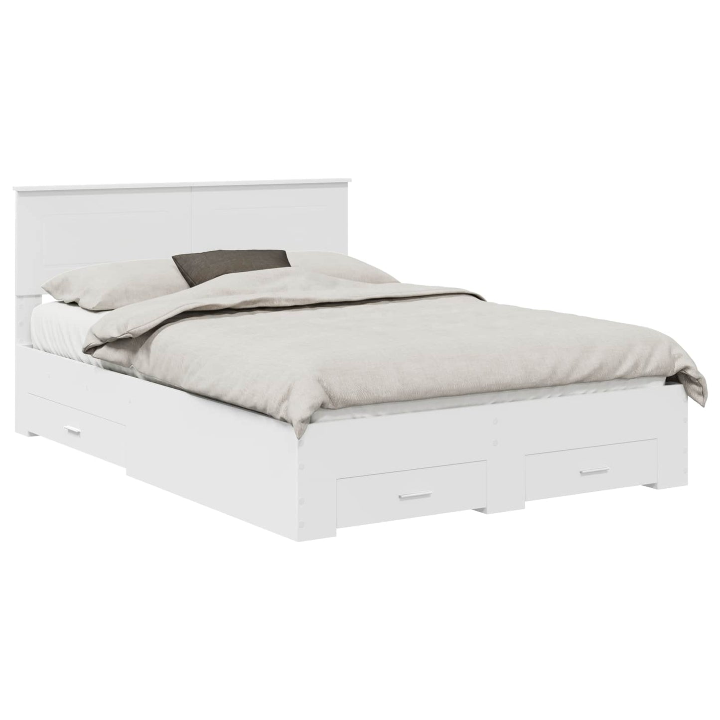Bedframe met hoofdeinde met lade Wit 140 x 200 cm Bewerkt hout