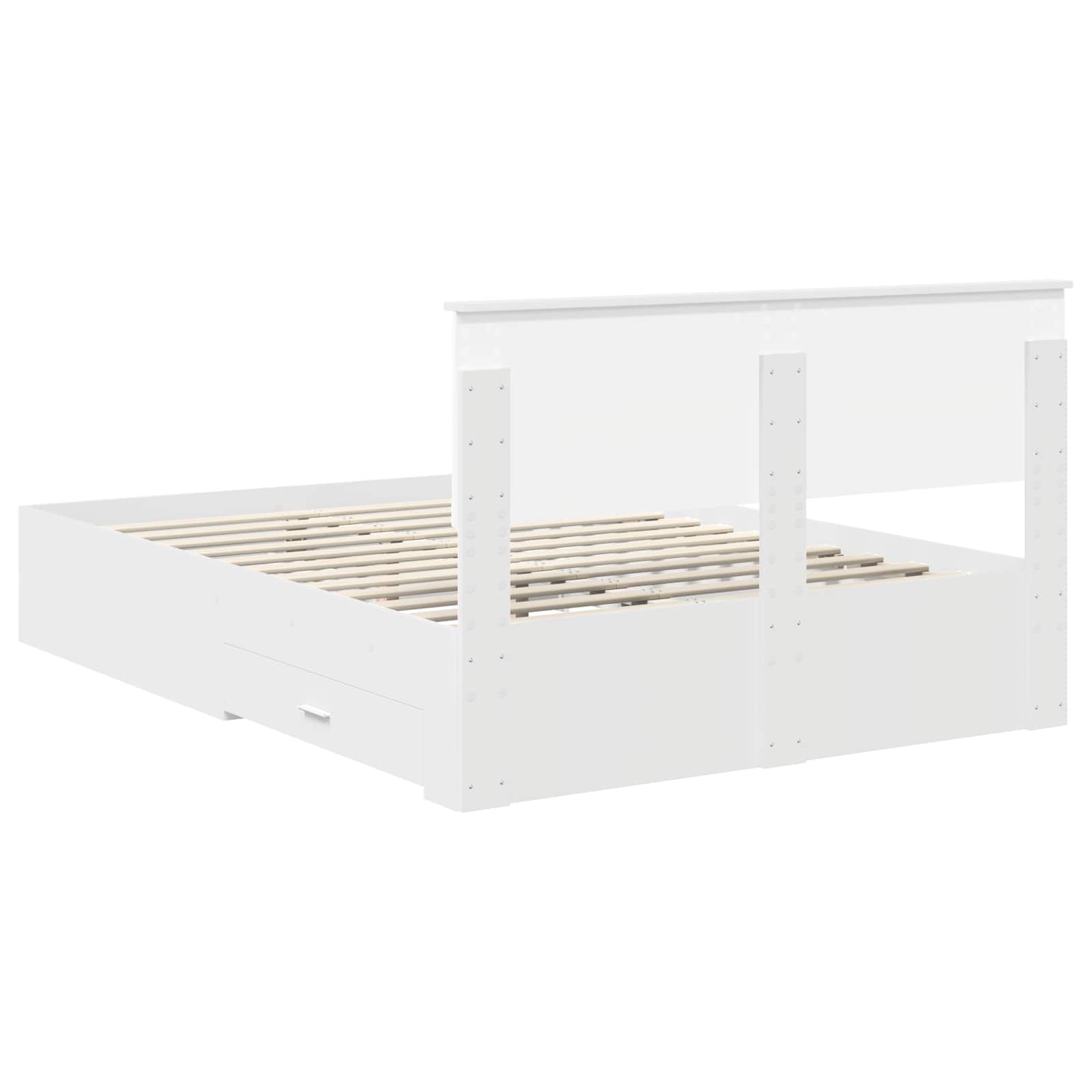 Bedframe met hoofdeinde met lade Wit 140 x 200 cm Bewerkt hout